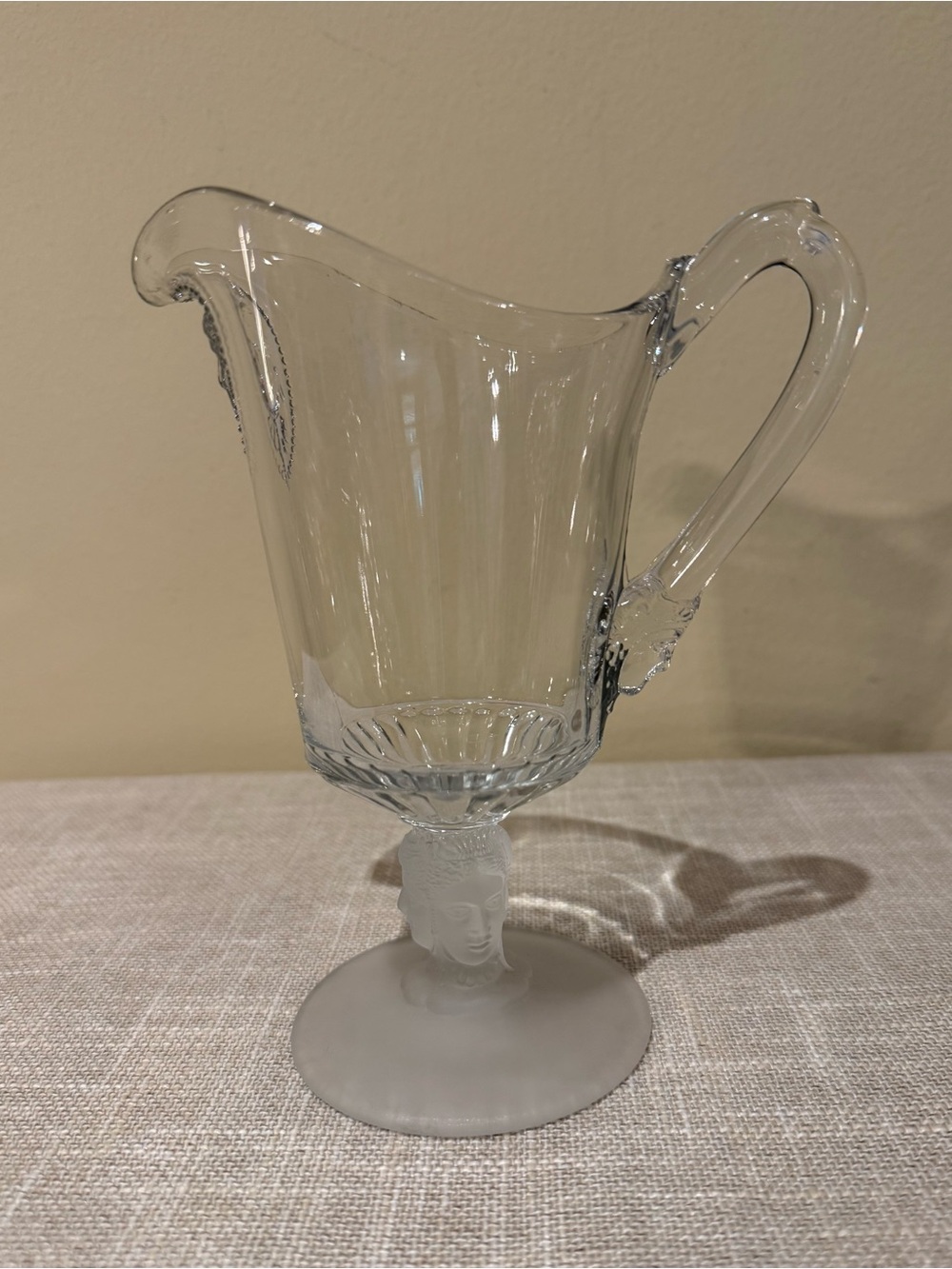 Antique EAPG Three Face Glass Creamer Pitcher Duncan Sons No 400 Circa 1878